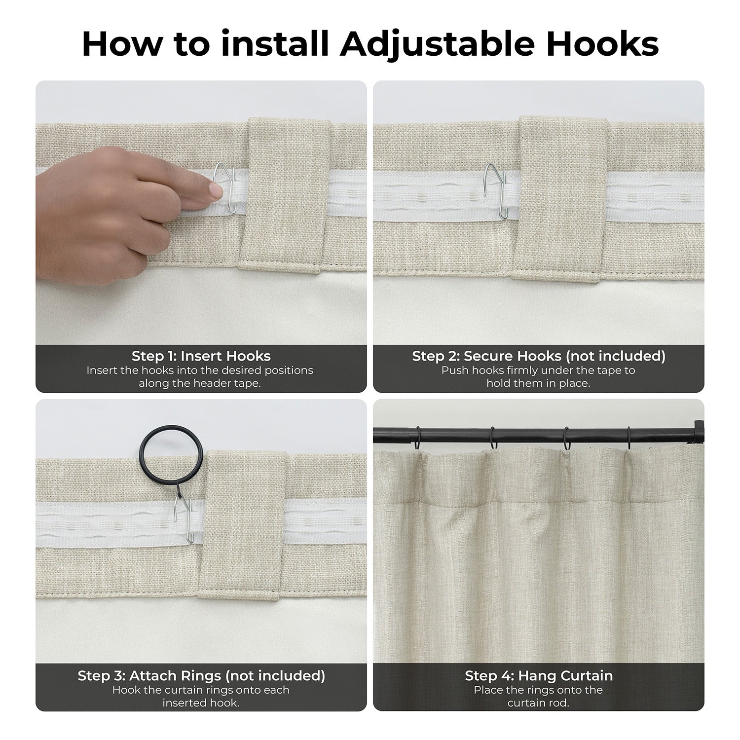 Oatmeal Textured Faux Linen Room Darkening Curtain
