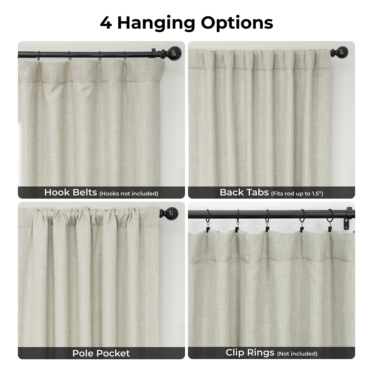 Oatmeal Textured Faux Linen Room Darkening Curtain