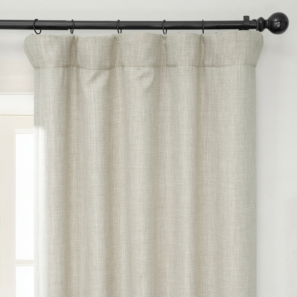 Oatmeal Textured Faux Linen Room Darkening Curtain
