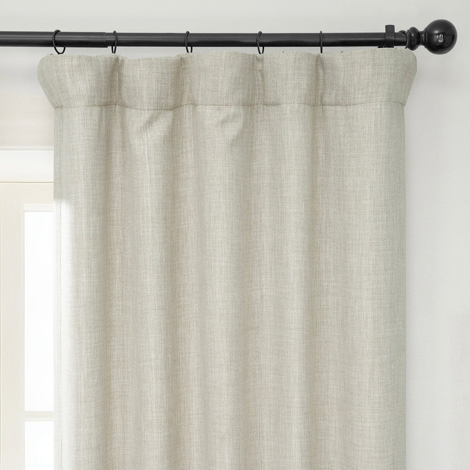 Oatmeal Textured Faux Linen Room Darkening Curtain