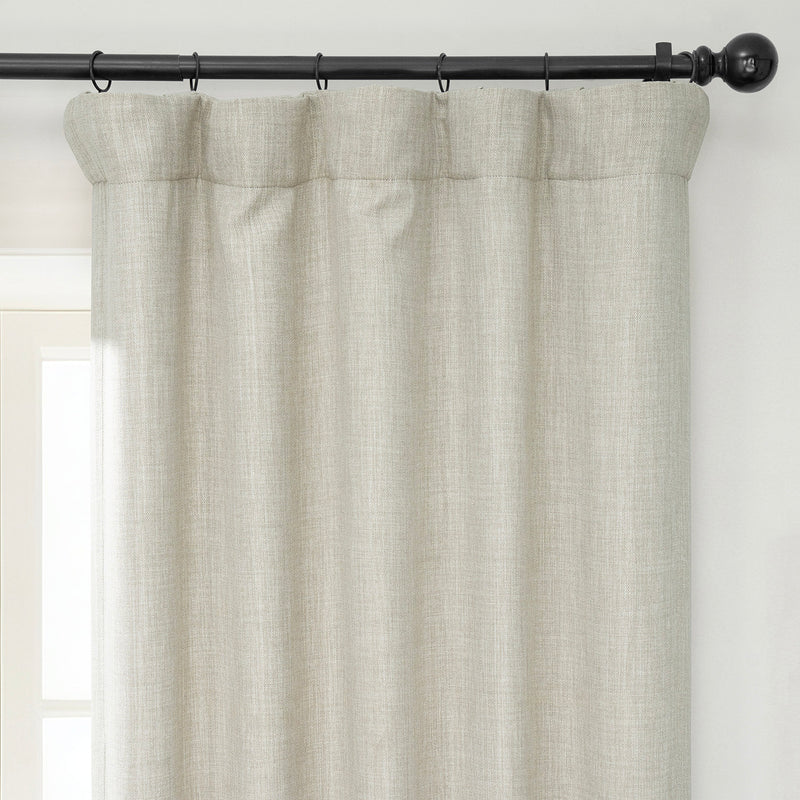 Oatmeal Textured Faux Linen Room Darkening Curtain