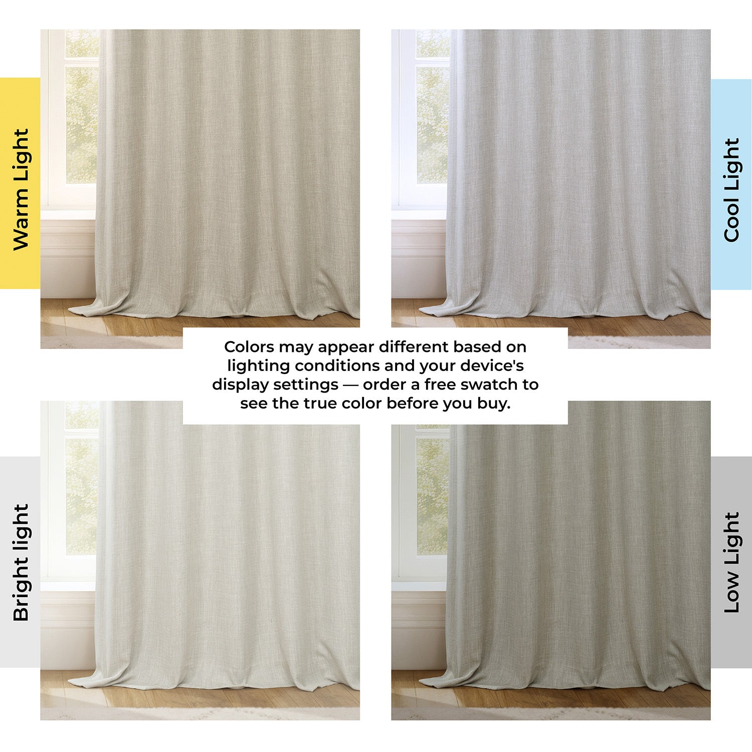 Oatmeal Textured Faux Linen Room Darkening Curtain