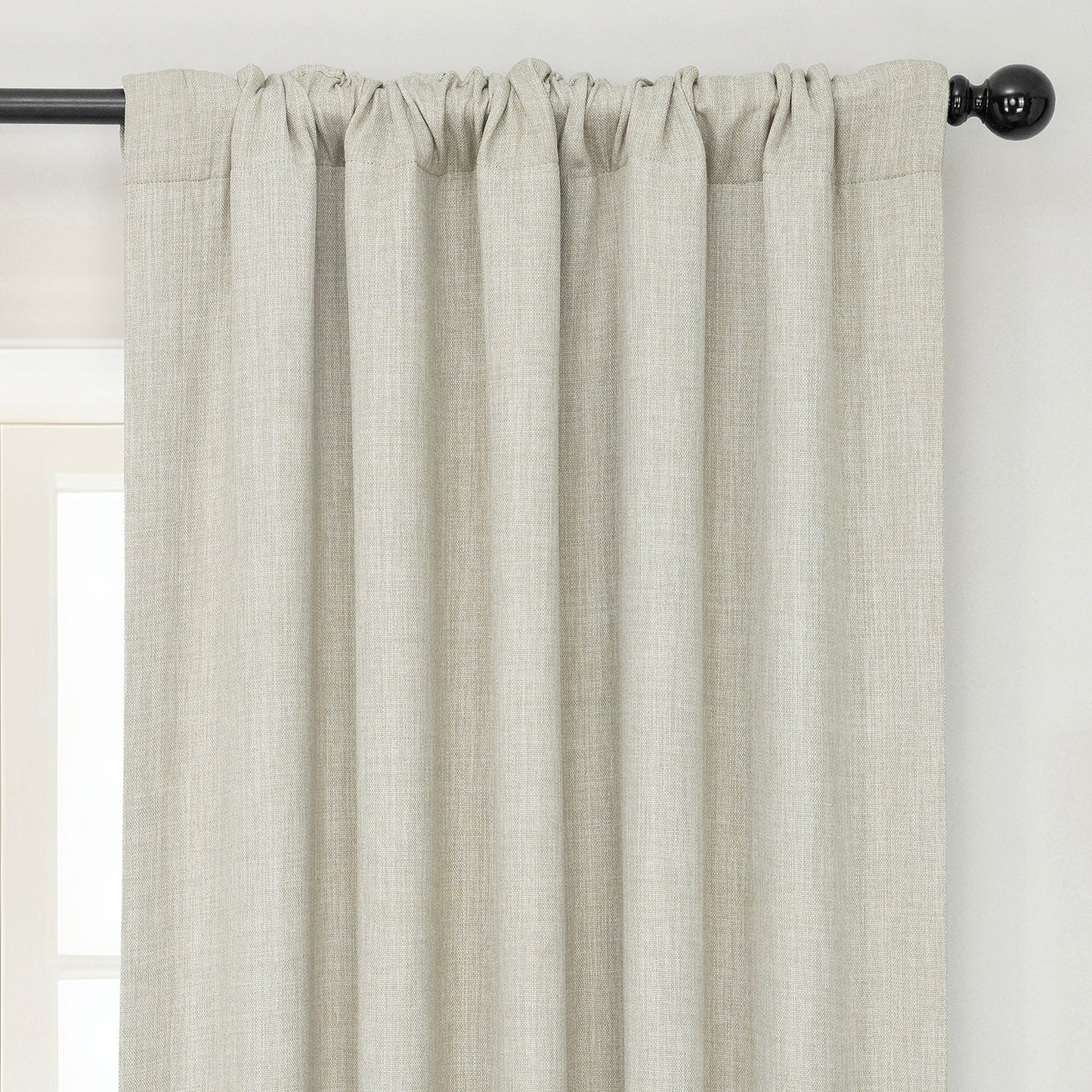 Oatmeal Textured Faux Linen Room Darkening Curtain