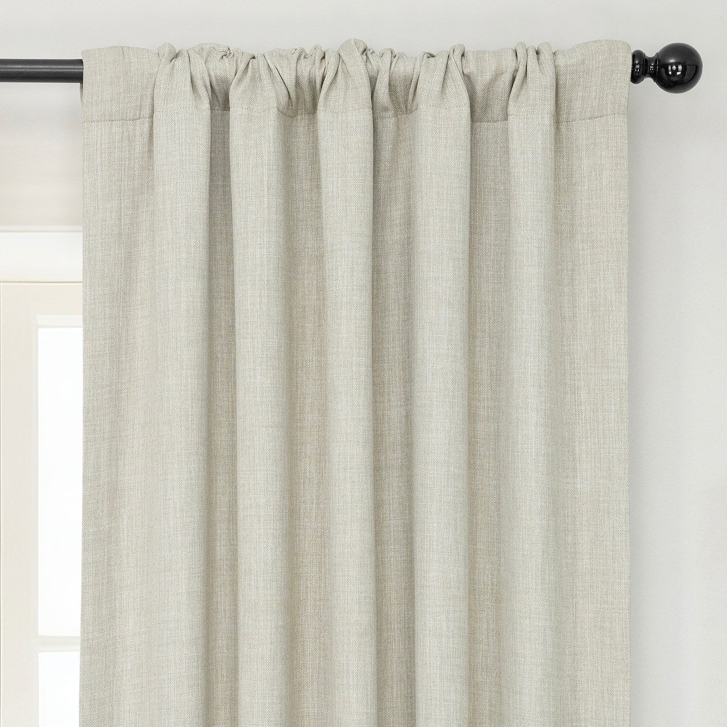 Oatmeal Textured Faux Linen Room Darkening Curtain