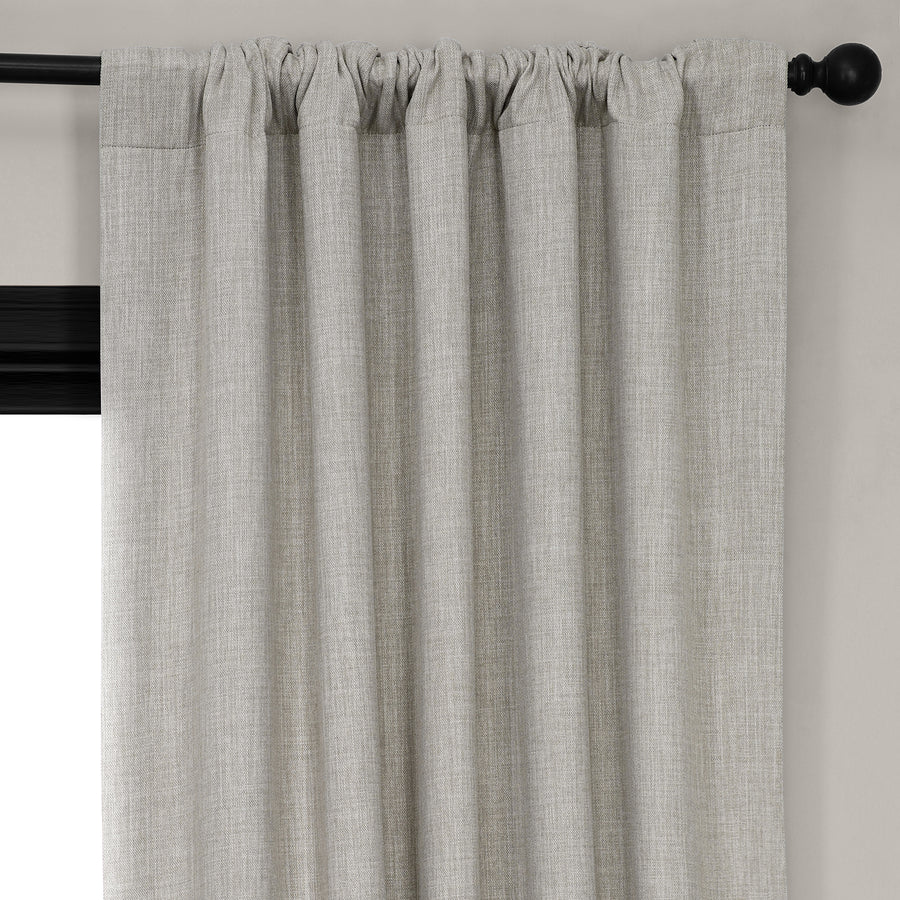 Oatmeal Textured Faux Linen Room Darkening Curtain