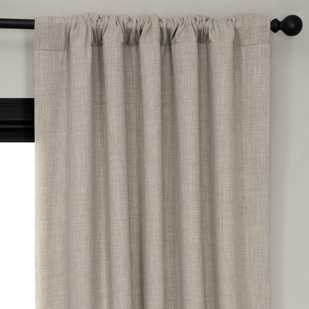 Oatmeal Textured Faux Linen Room Darkening Curtain