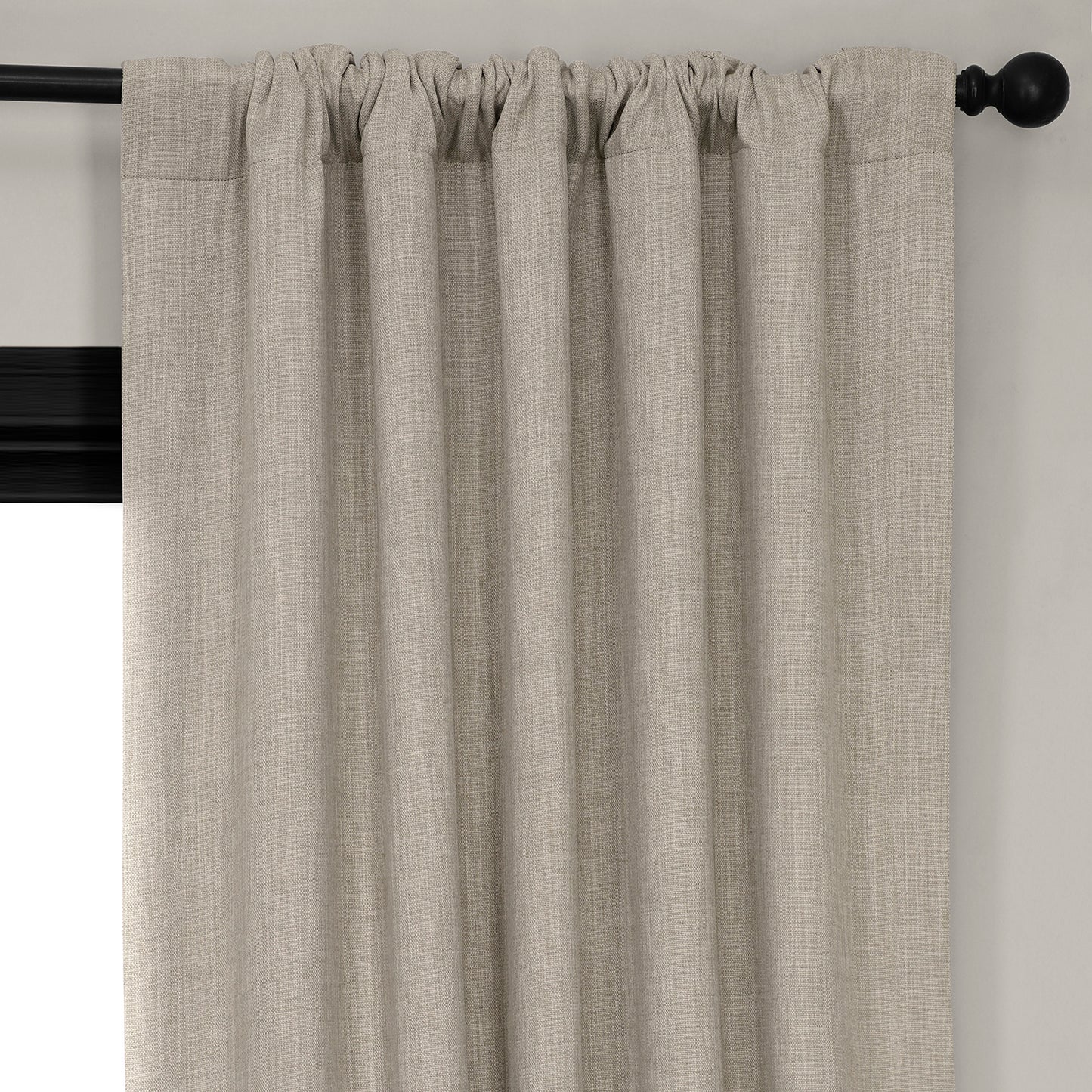 Oatmeal Textured Faux Linen Room Darkening Curtain