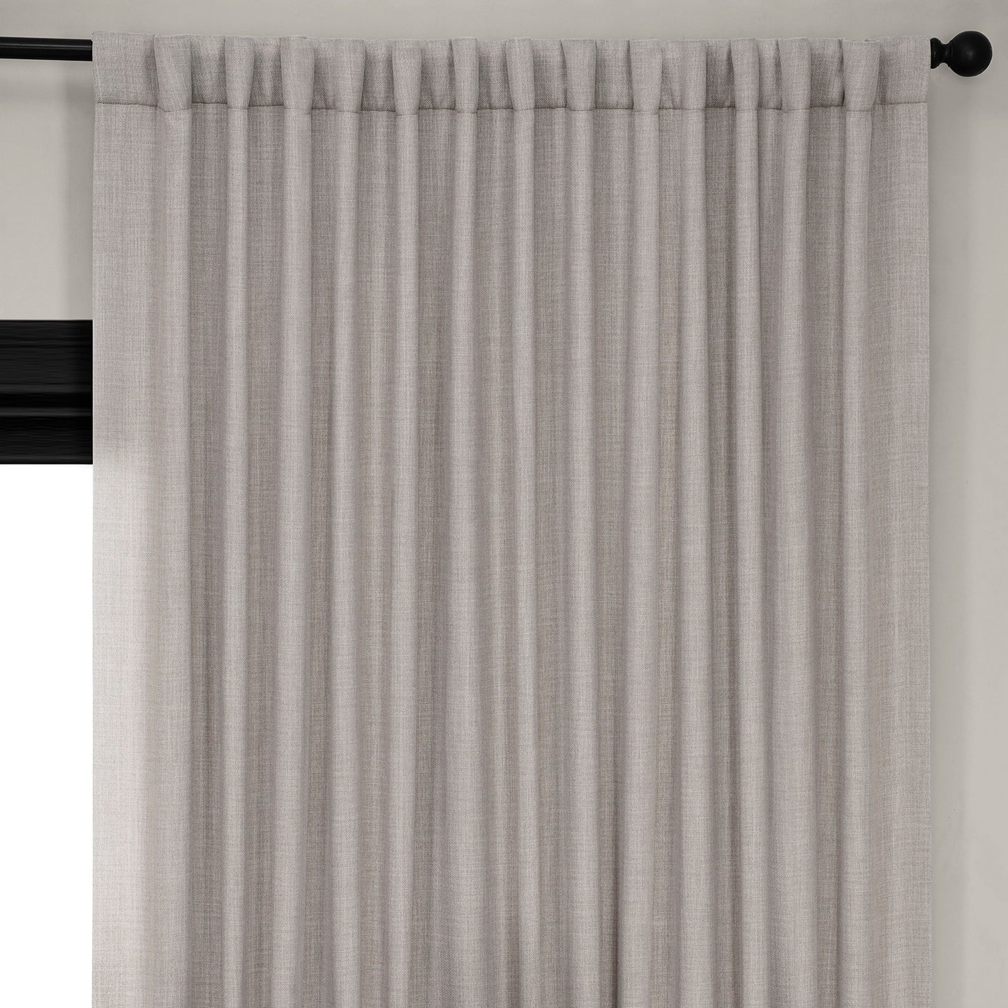 Clay Extra Wide Textured Faux Linen Room Darkening Curtain