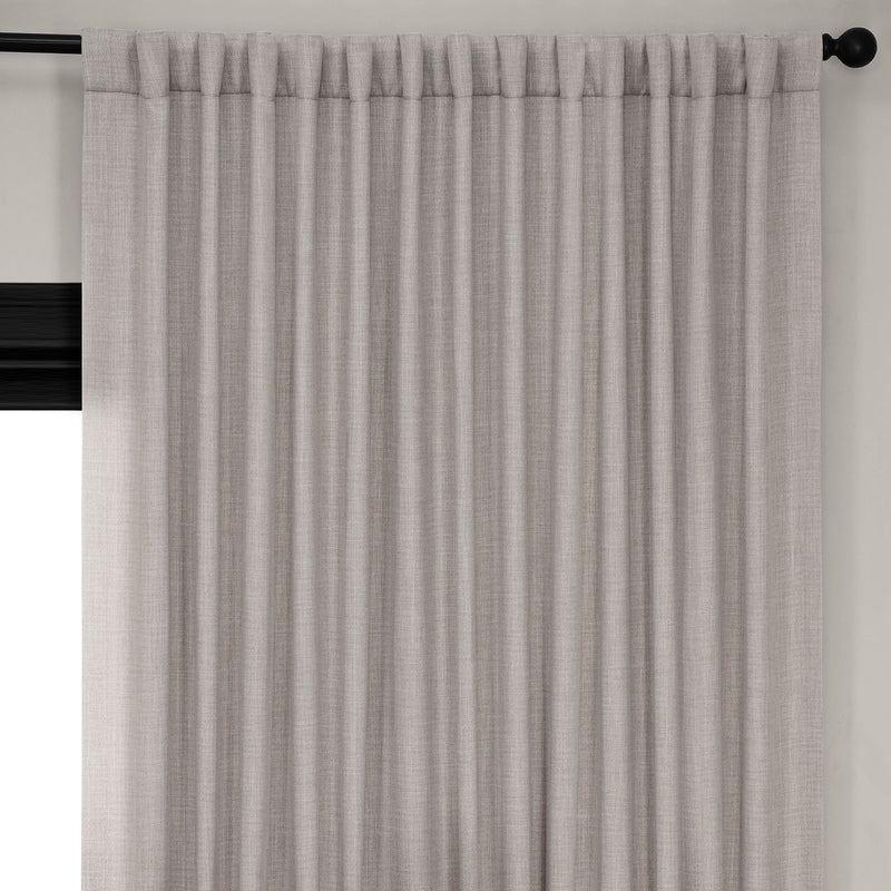Clay Extra Wide Textured Faux Linen Room Darkening Curtain
