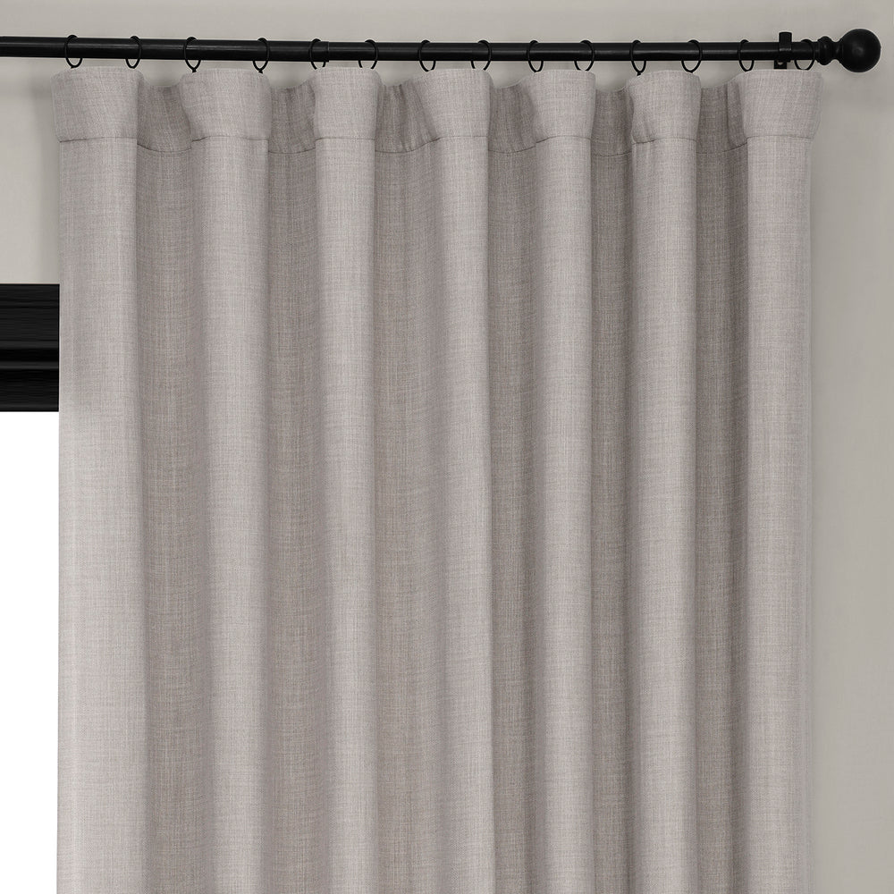 Clay Extra Wide Textured Faux Linen Room Darkening Curtain