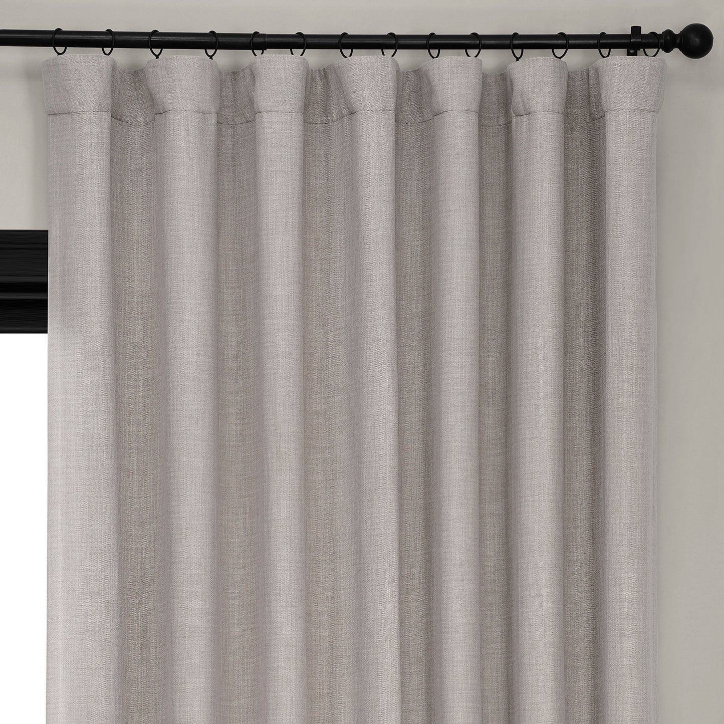 Clay Extra Wide Textured Faux Linen Room Darkening Curtain