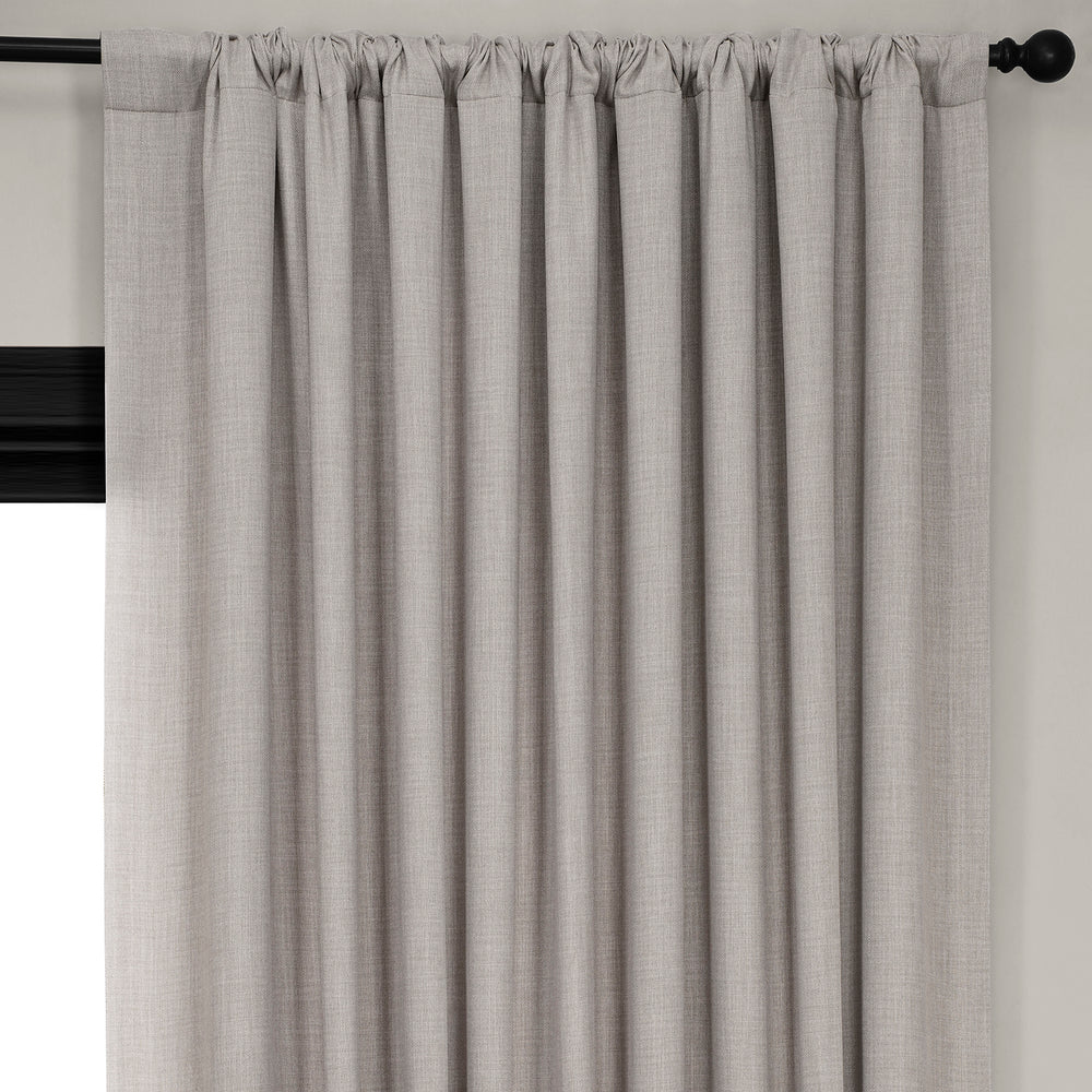 Clay Extra Wide Textured Faux Linen Room Darkening Curtain