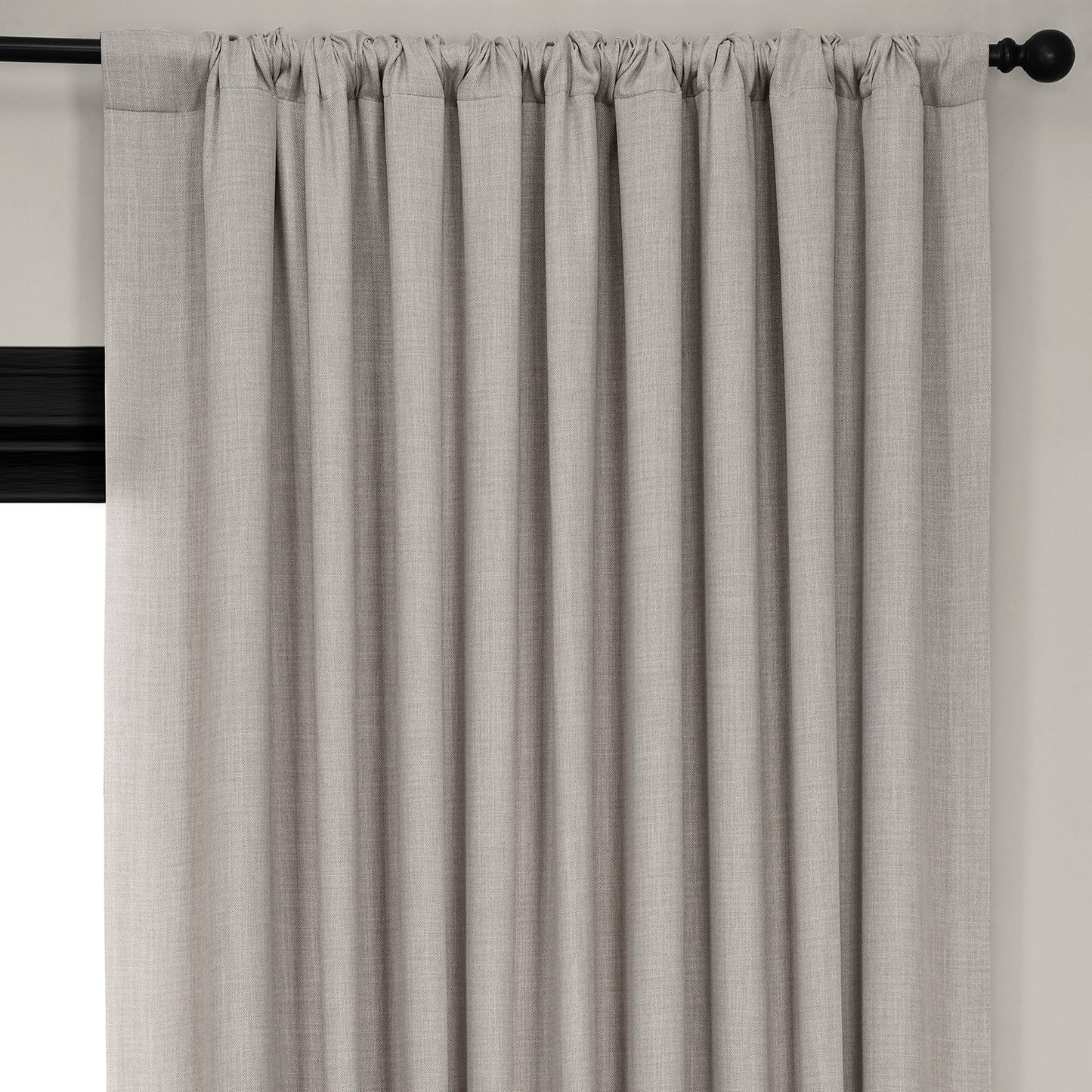 Clay Extra Wide Textured Faux Linen Room Darkening Curtain