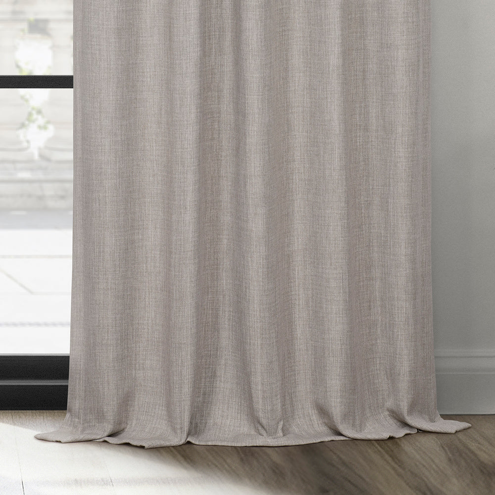 Clay French Pleat Textured Faux Linen Room Darkening Curtain