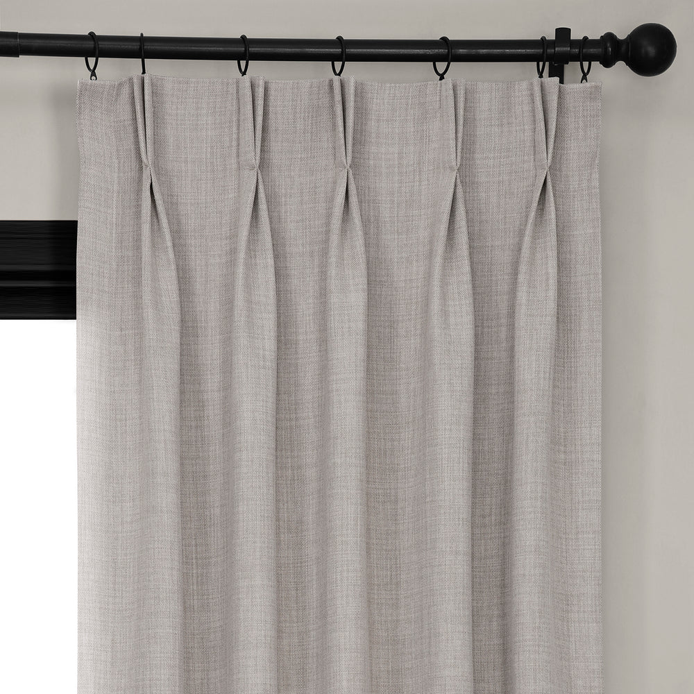 Clay French Pleat Textured Faux Linen Room Darkening Curtain