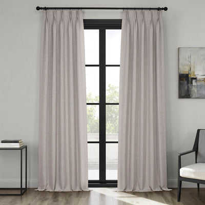 Clay French Pleat Textured Faux Linen Room Darkening Curtain