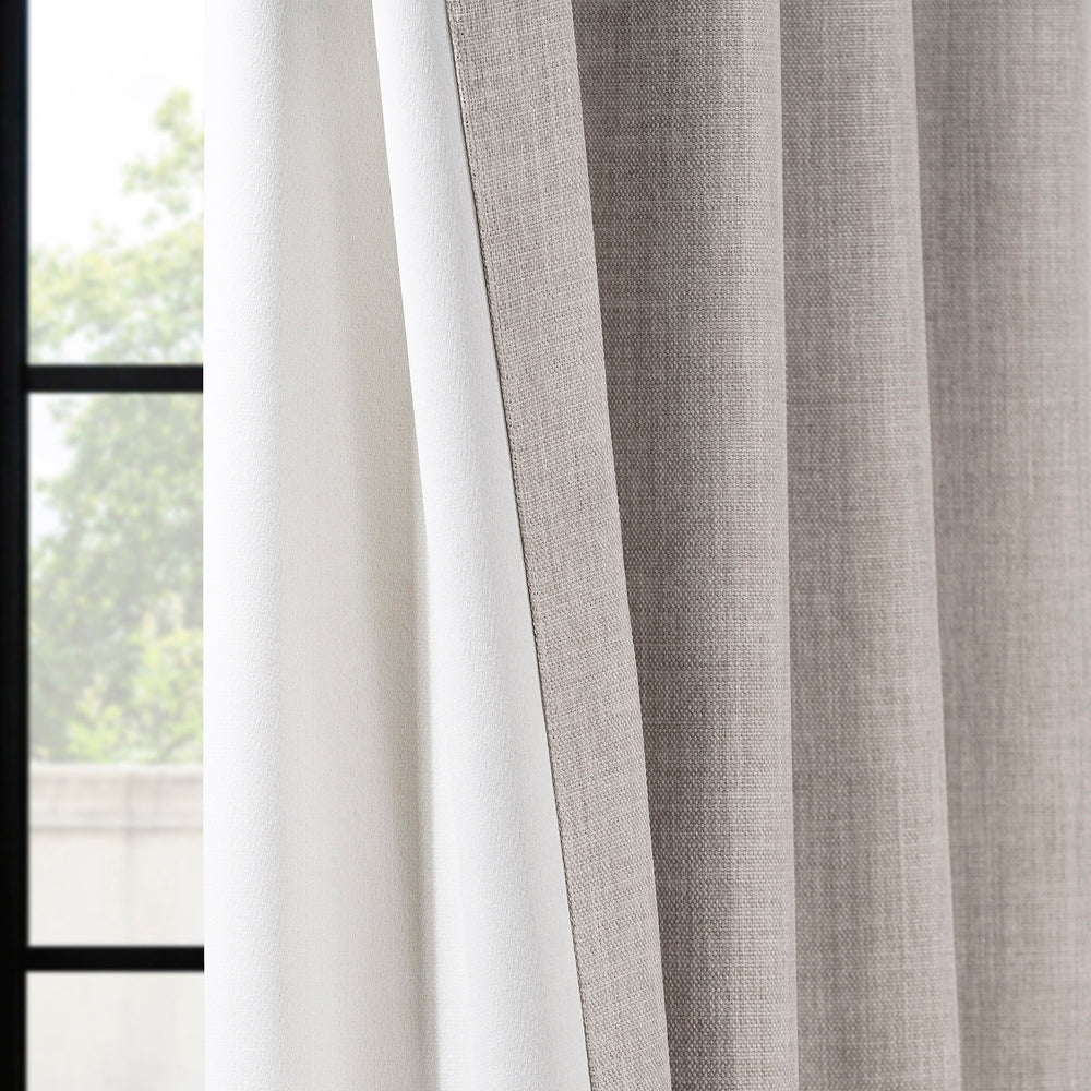 Clay Grommet Textured Faux Linen Room Darkening Curtain