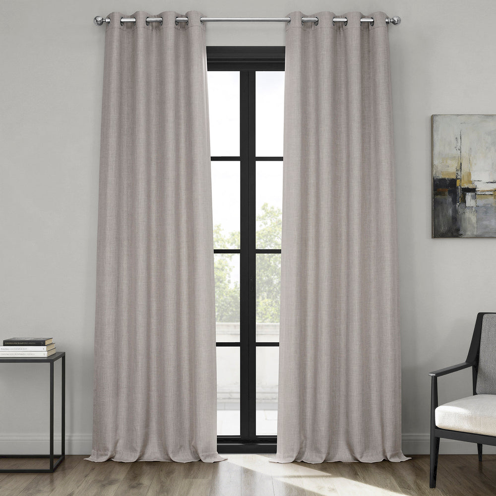Clay Grommet Textured Faux Linen Room Darkening Curtain