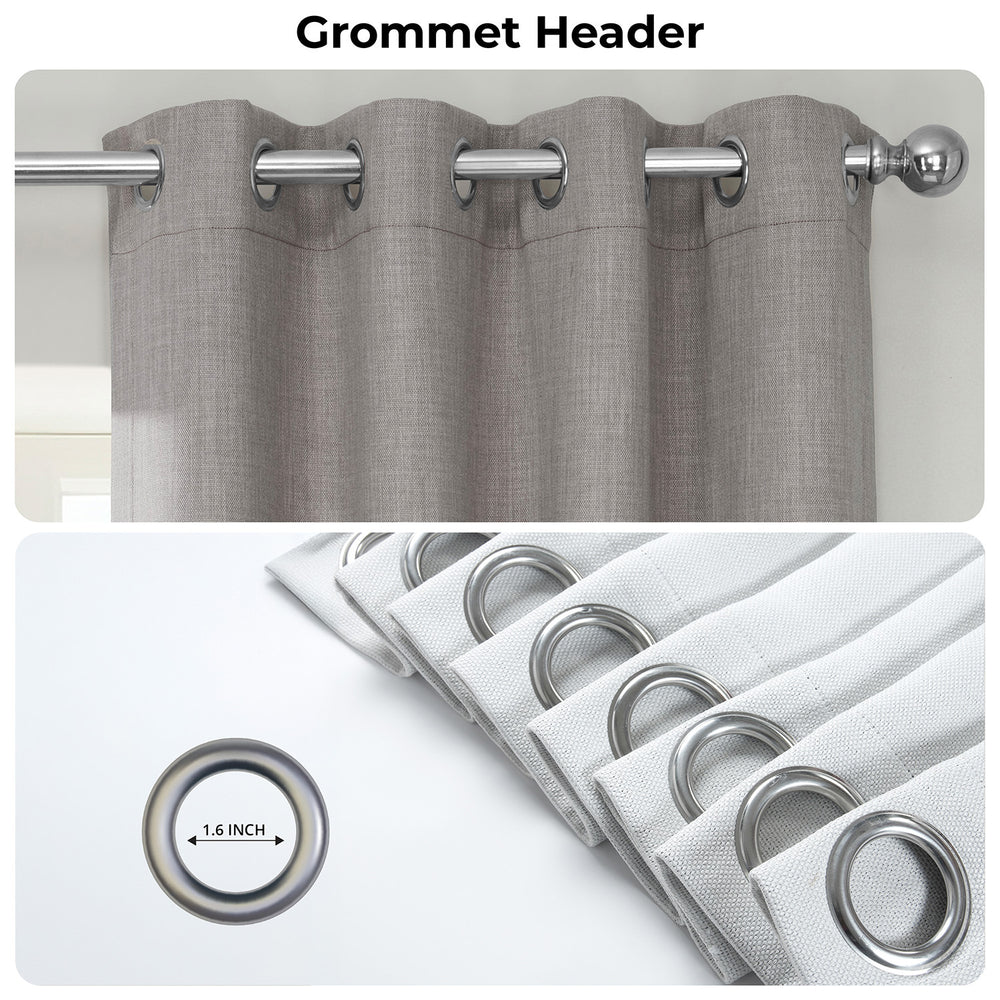 Clay Grommet Textured Faux Linen Room Darkening Curtain