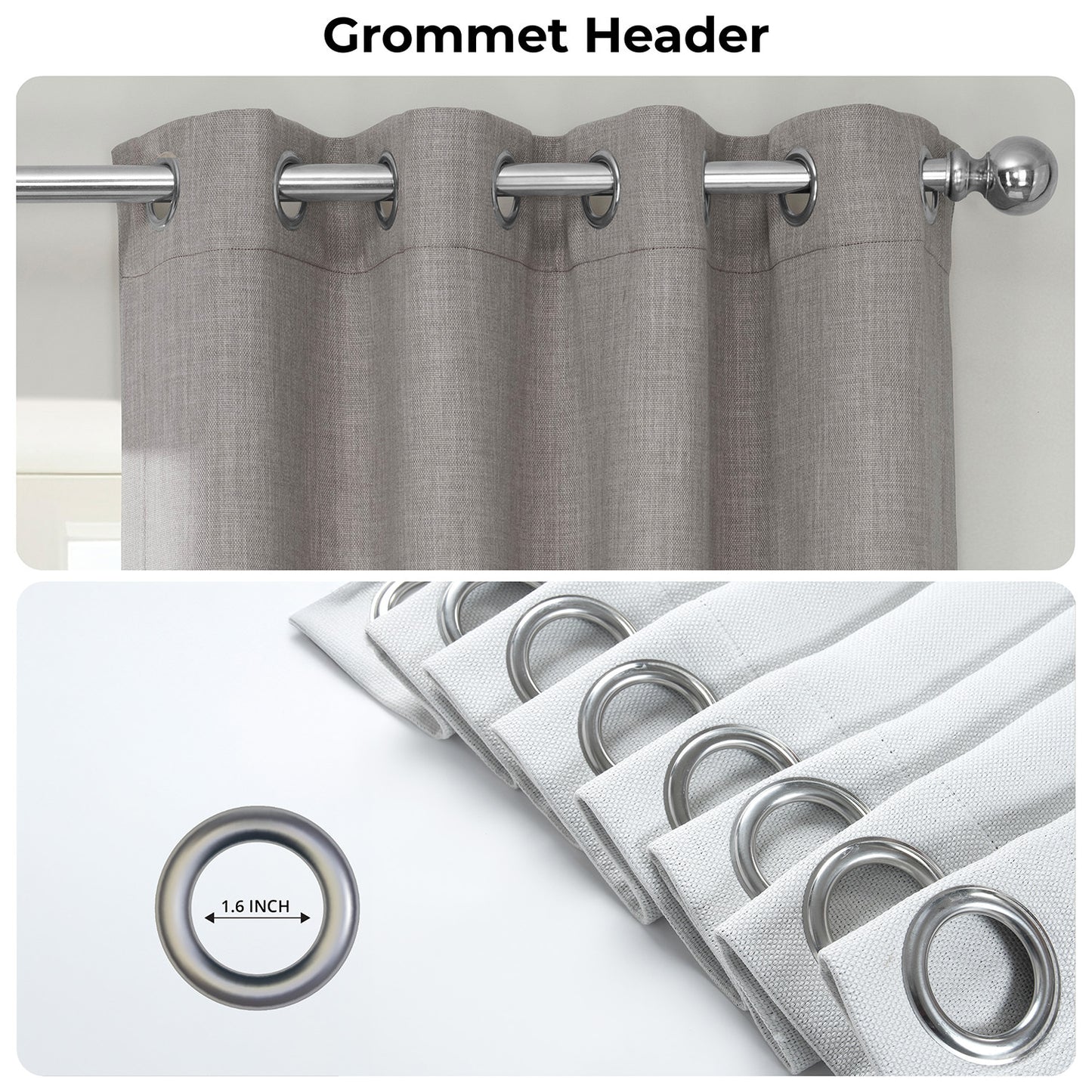 Clay Grommet Textured Faux Linen Room Darkening Curtain