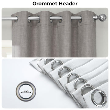 Clay Grommet Textured Faux Linen Room Darkening Curtain