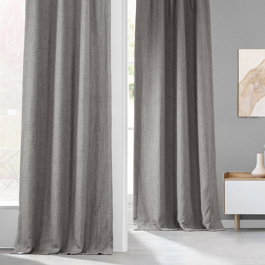 Clay Textured Faux Linen Custom Curtain