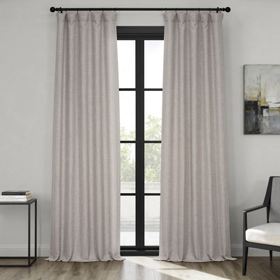 Clay Textured Faux Linen Room Darkening Curtain