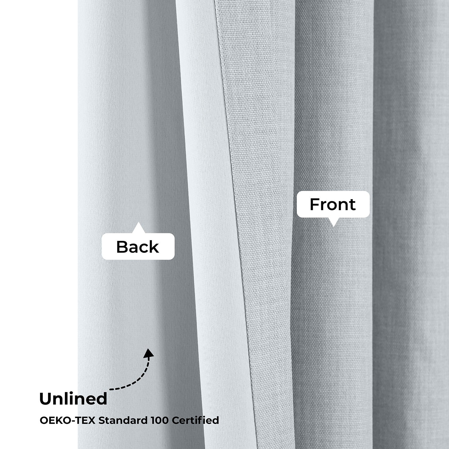 Heather Grey Extra Wide Textured Faux Linen Room Darkening Curtain