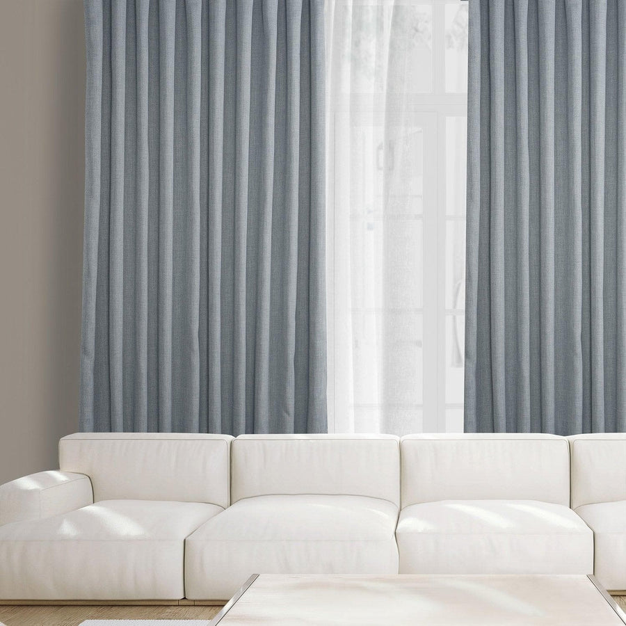 Heather Grey Textured Faux Linen Custom Curtain - HalfPriceDrapes.com