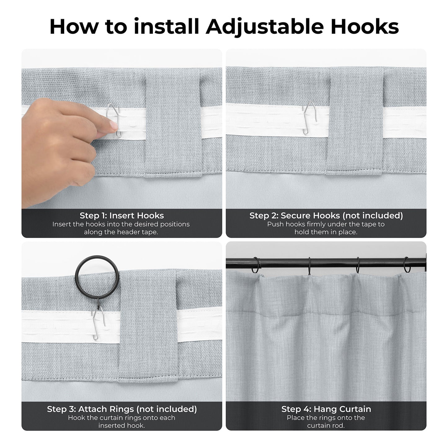 Heather Grey Extra Wide Textured Faux Linen Room Darkening Curtain