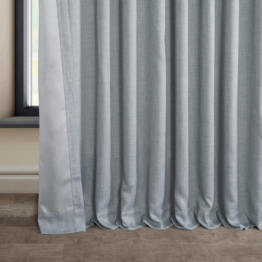 Heather Grey Extra Wide Textured Faux Linen Room Darkening Curtain - HalfPriceDrapes.com