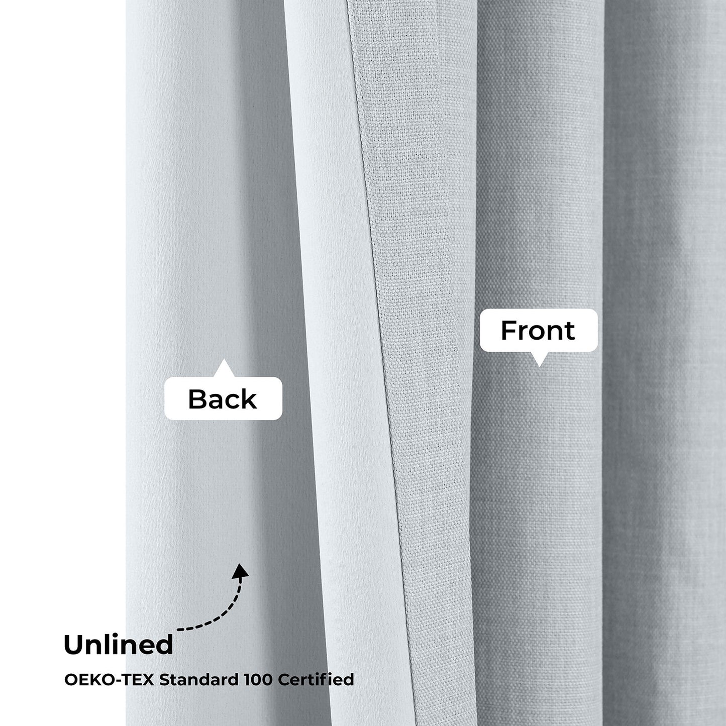 Heather Grey Grommet Textured Faux Linen Room Darkening Curtain