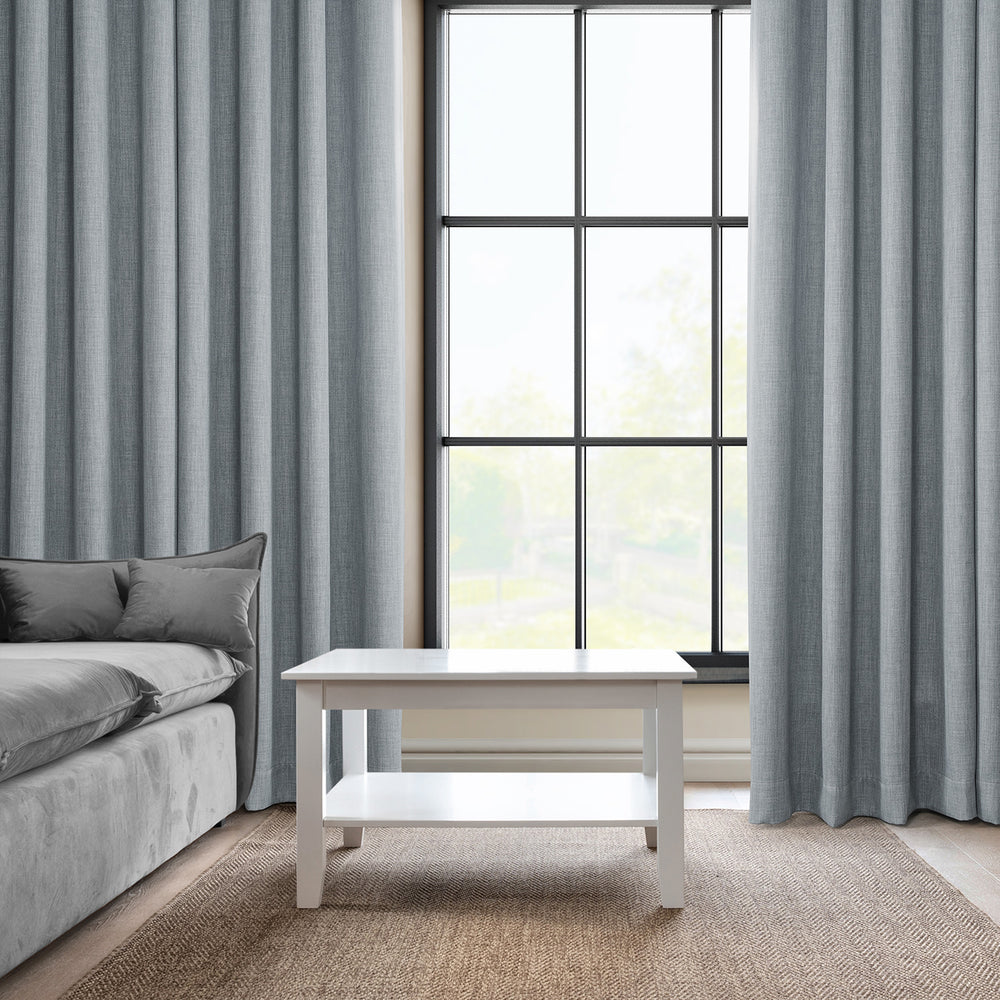 Heather Grey Textured Faux Linen Custom Curtain