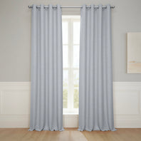 Heather Grey Grommet Textured Faux Linen Room Darkening Curtain