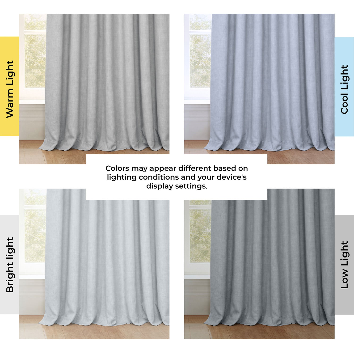 Heather Grey Grommet Textured Faux Linen Room Darkening Curtain
