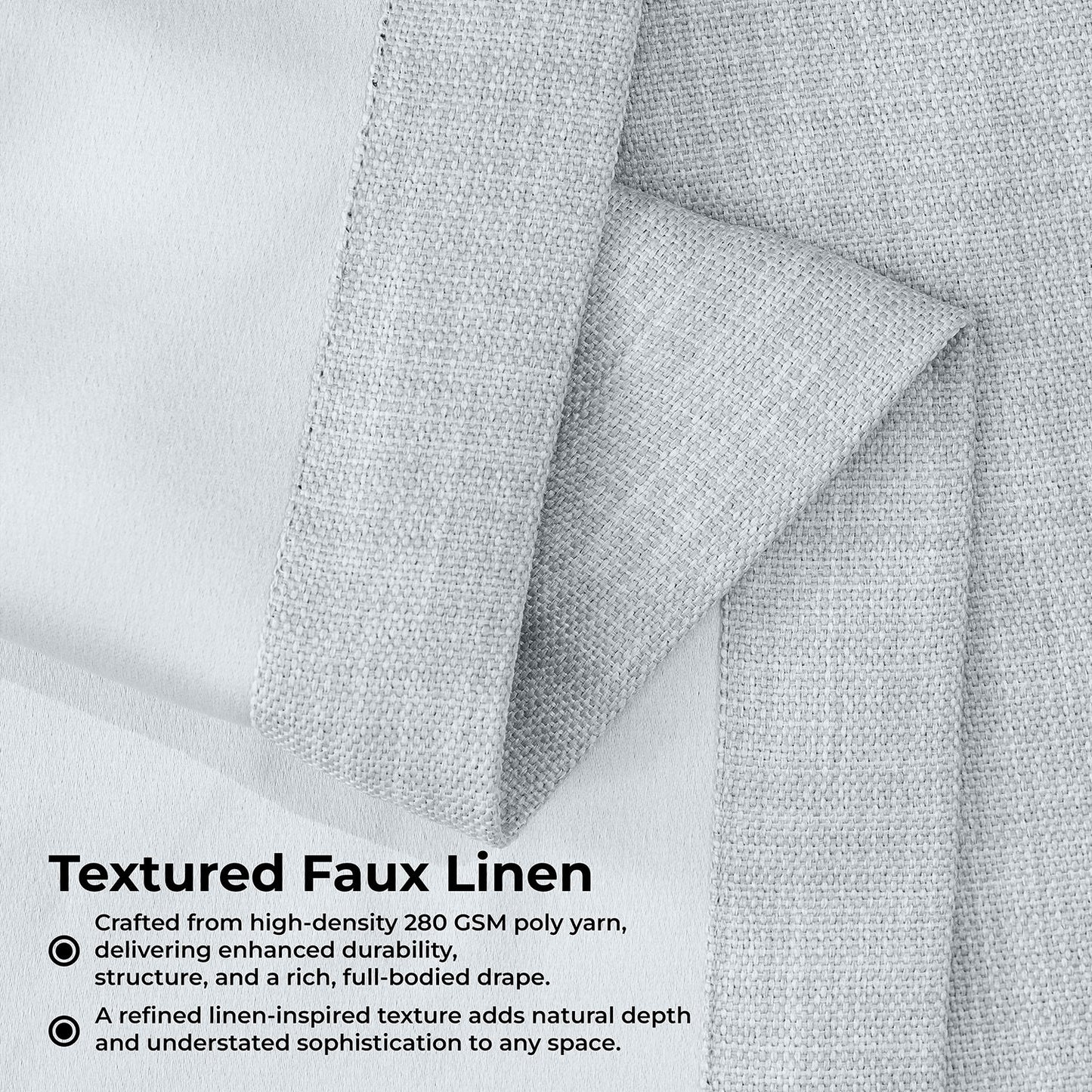 Heather Grey Grommet Textured Faux Linen Room Darkening Curtain