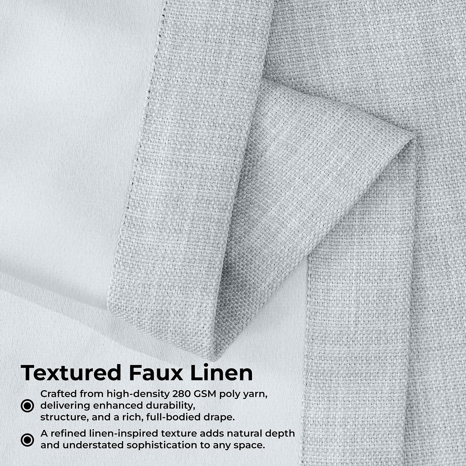 Heather Grey Grommet Textured Faux Linen Room Darkening Curtain