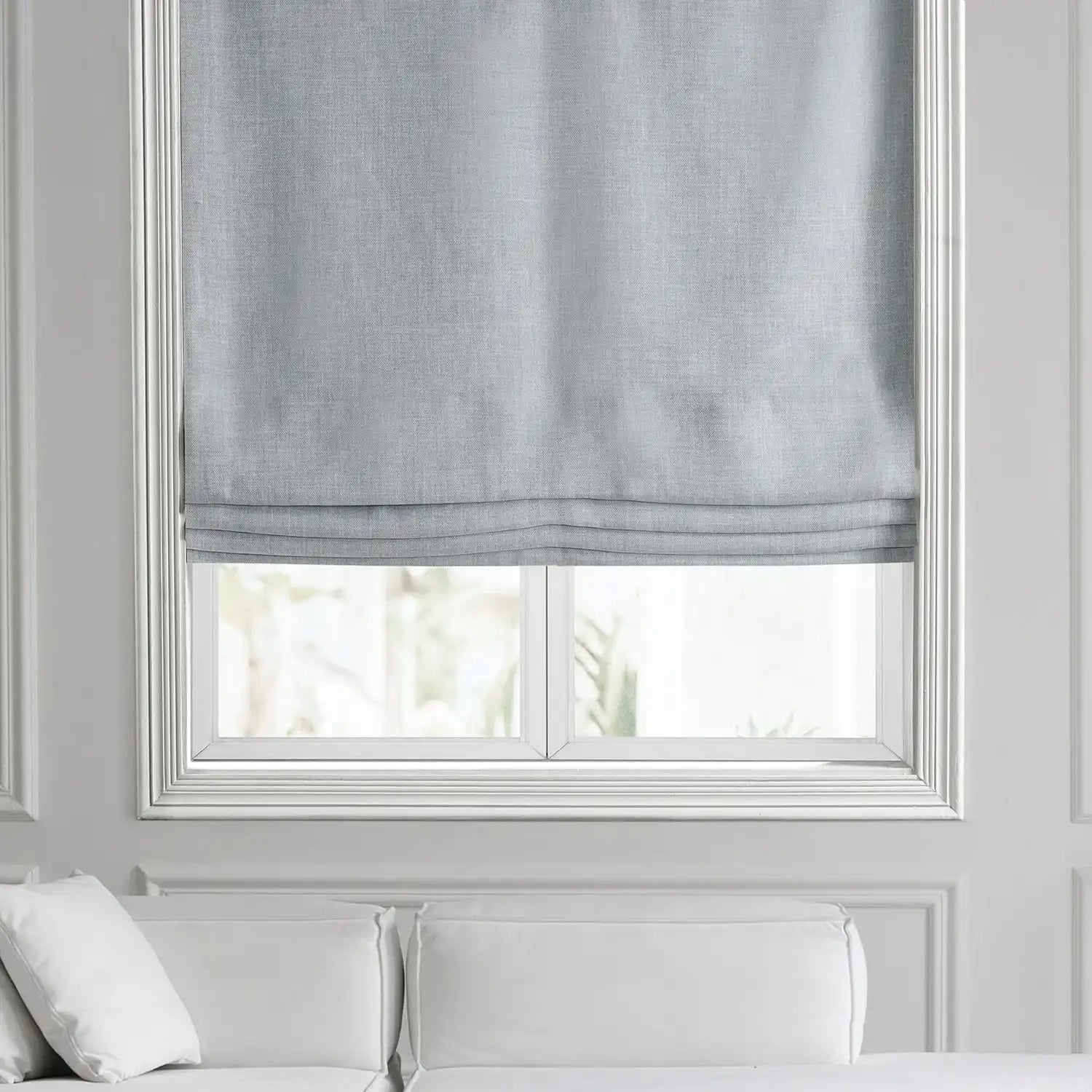 Heather Grey Textured Faux Linen Roman Shade | Half Price Drapes ...