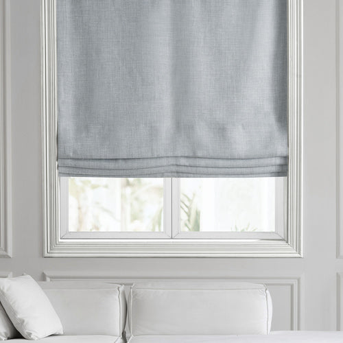 Heather Grey Textured Faux Linen Roman Shade