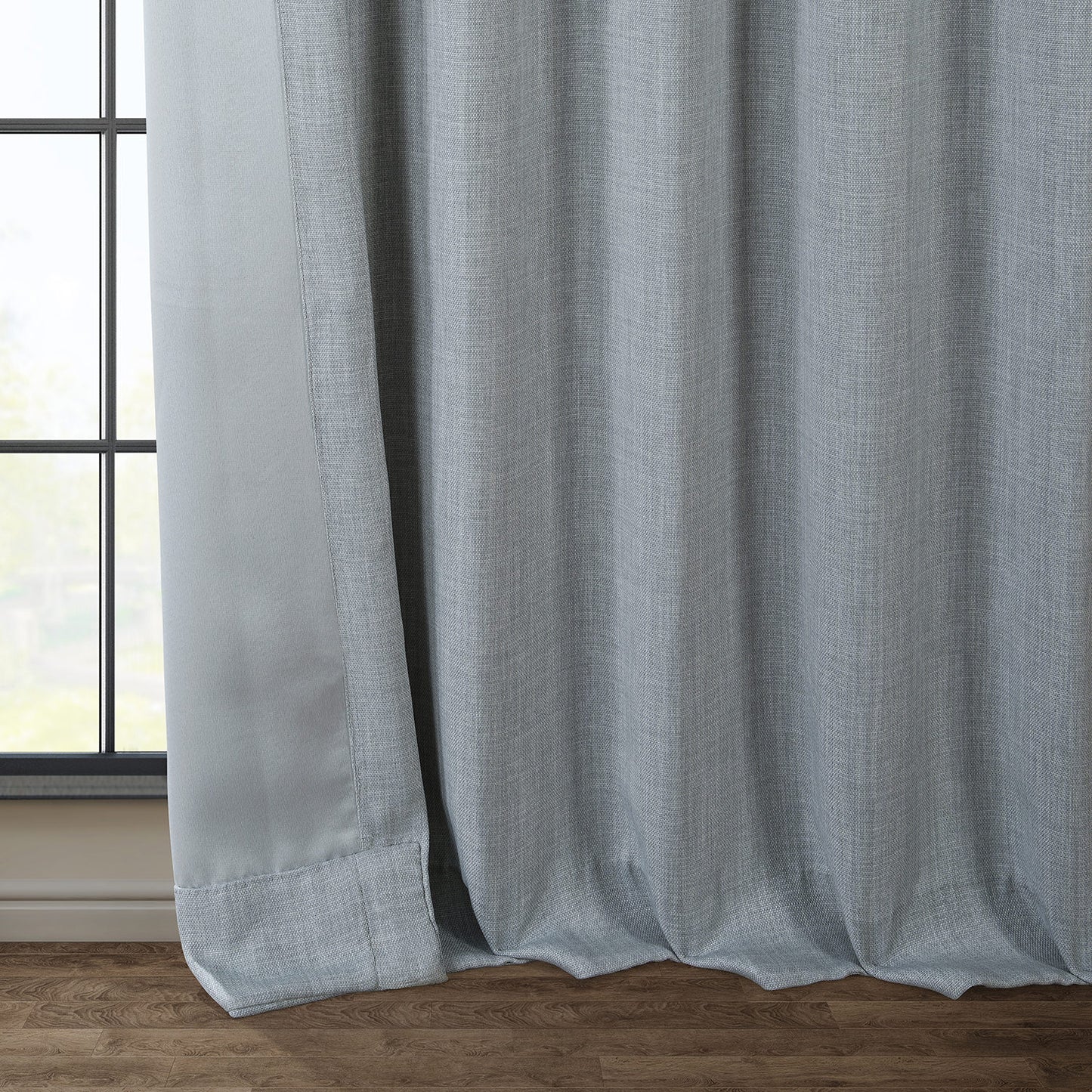 Heather Grey Textured Faux Linen Custom Curtain