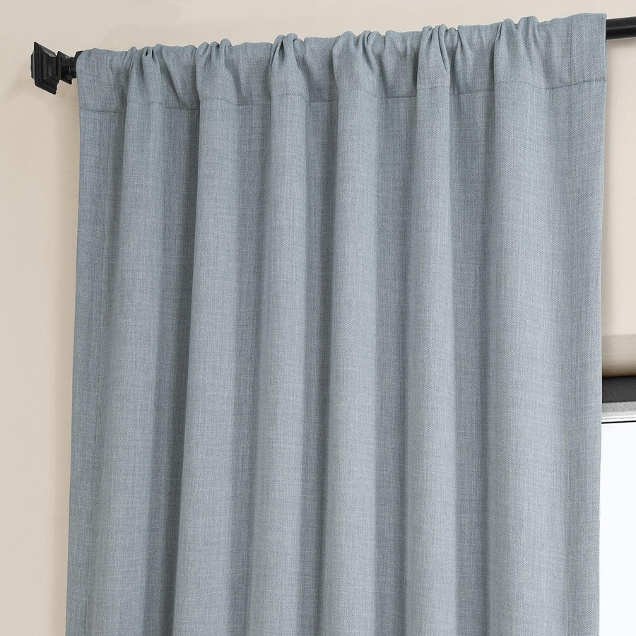 Heather Grey Textured Faux Linen Room Darkening Curtain - HalfPriceDrapes.com