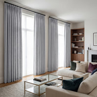 Heather Grey Textured Faux Linen Custom Curtain