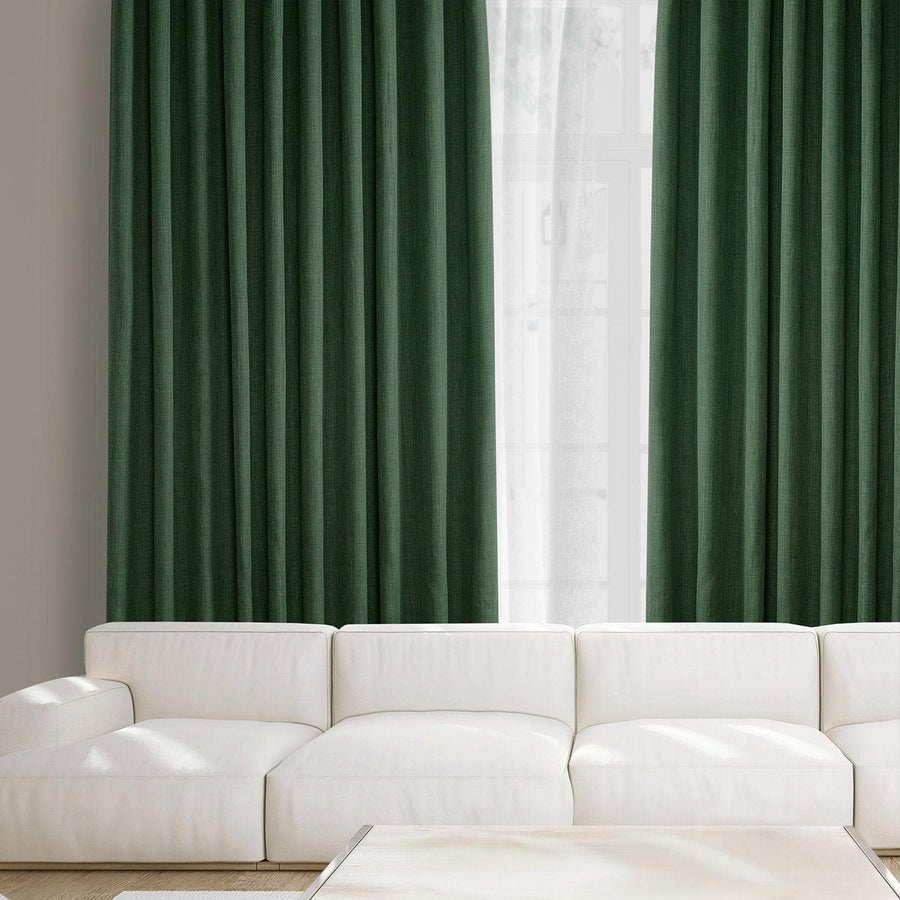 Key Green Textured Faux Linen Custom Curtain - HalfPriceDrapes.com
