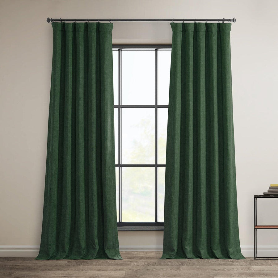 Key Green Textured Faux Linen Room Darkening Curtain - HalfPriceDrapes.com