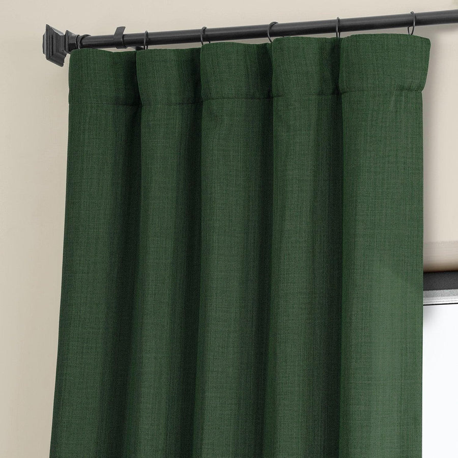 Key Green Textured Faux Linen Room Darkening Curtain - HalfPriceDrapes.com
