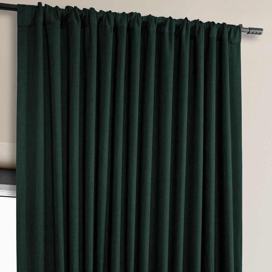 Focal Green Extra Wide Textured Faux Linen Room Darkening Curtain - HalfPriceDrapes.com
