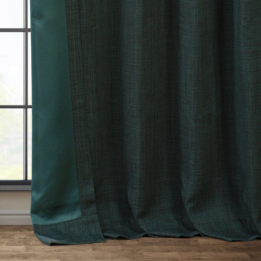Focal Green Textured Faux Linen Room Darkening Curtain - HalfPriceDrapes.com