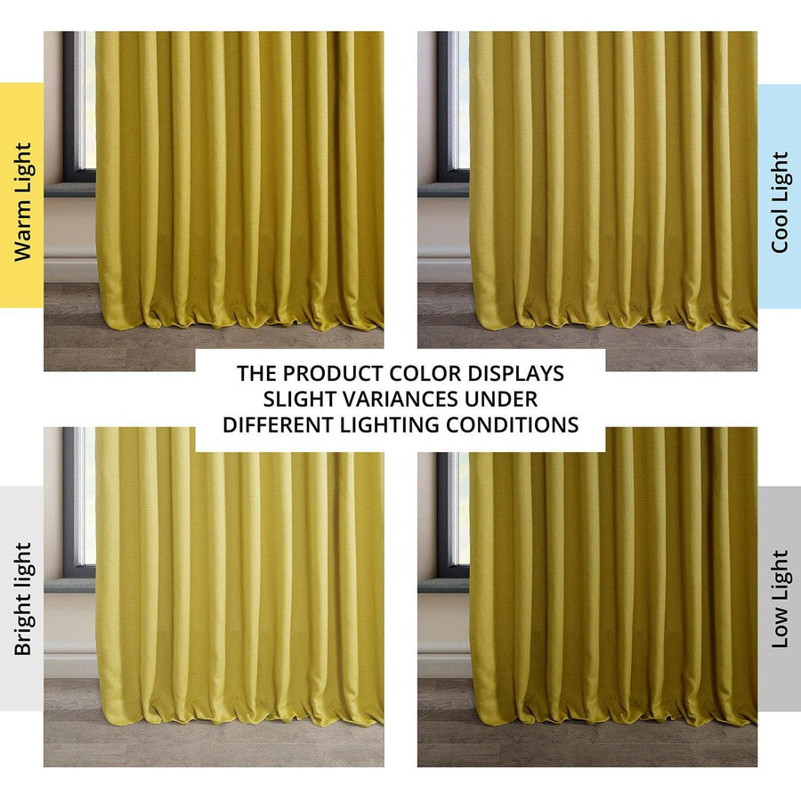 Ochre Extra Wide Textured Faux Linen Room Darkening Curtain - HalfPriceDrapes.com