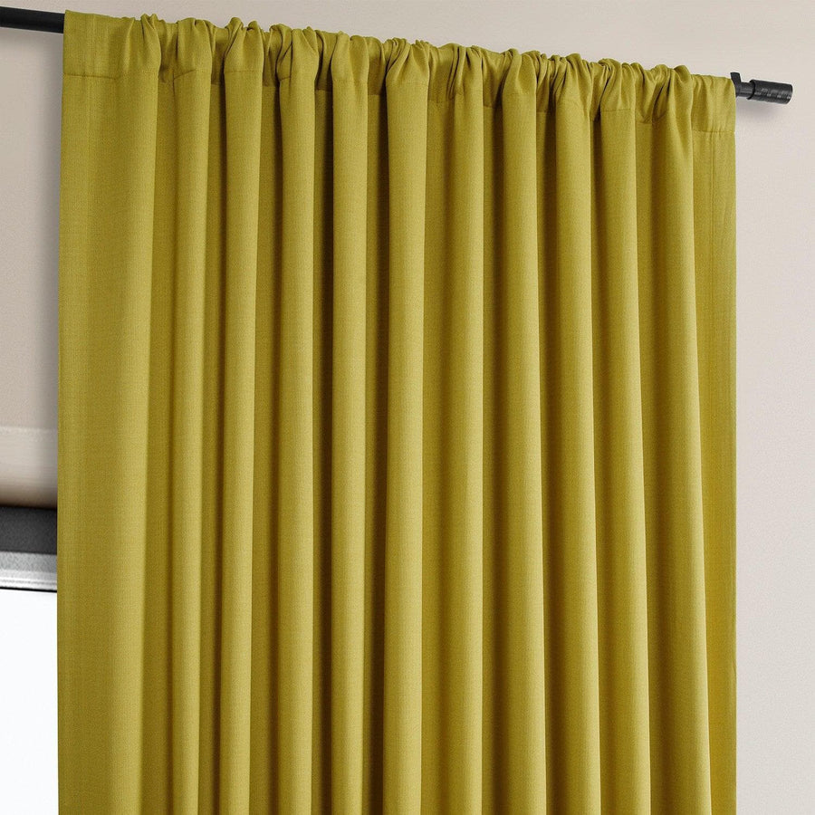 Ochre Extra Wide Textured Faux Linen Room Darkening Curtain - HalfPriceDrapes.com