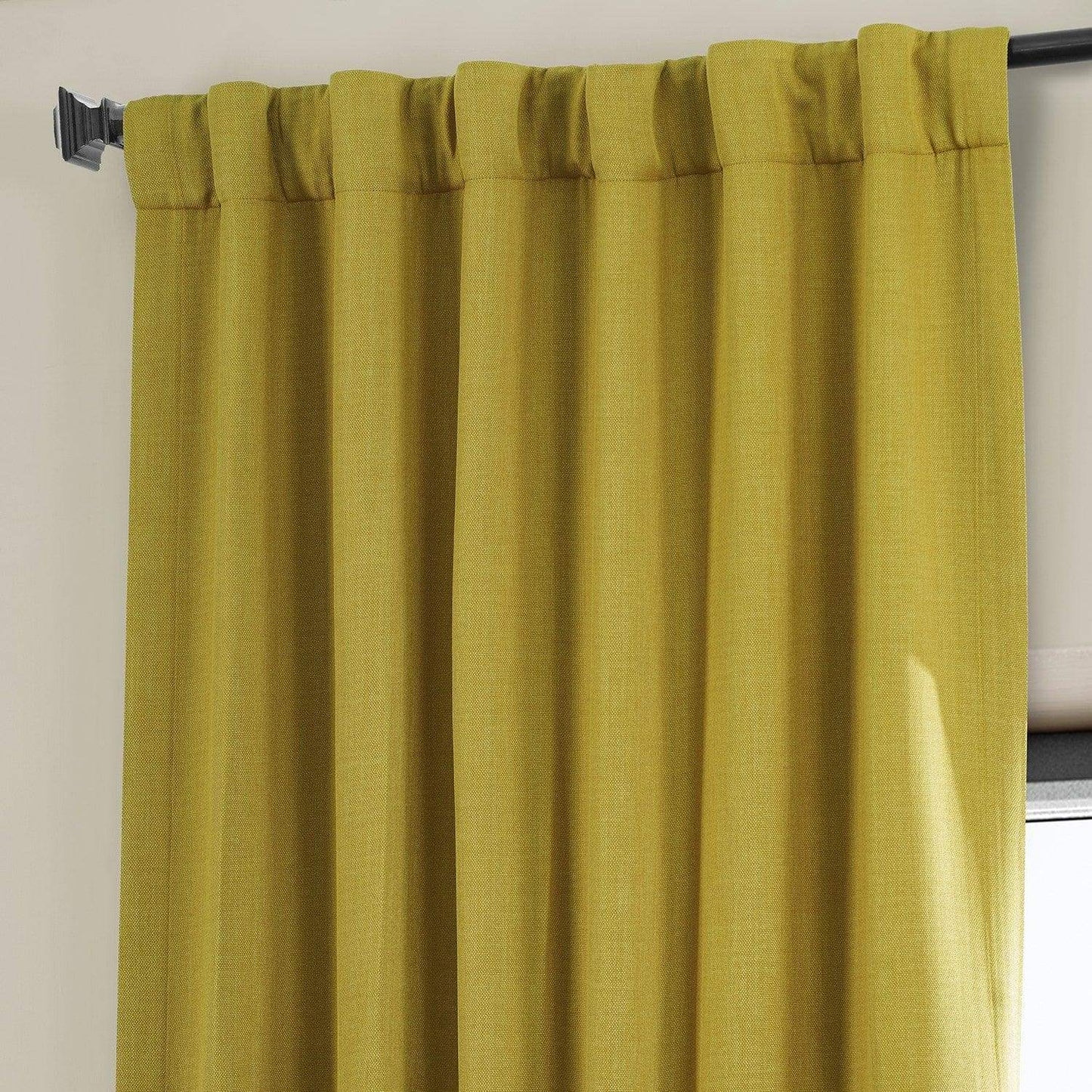 Ochre Textured Faux Linen Room Darkening Curtain - HalfPriceDrapes.com